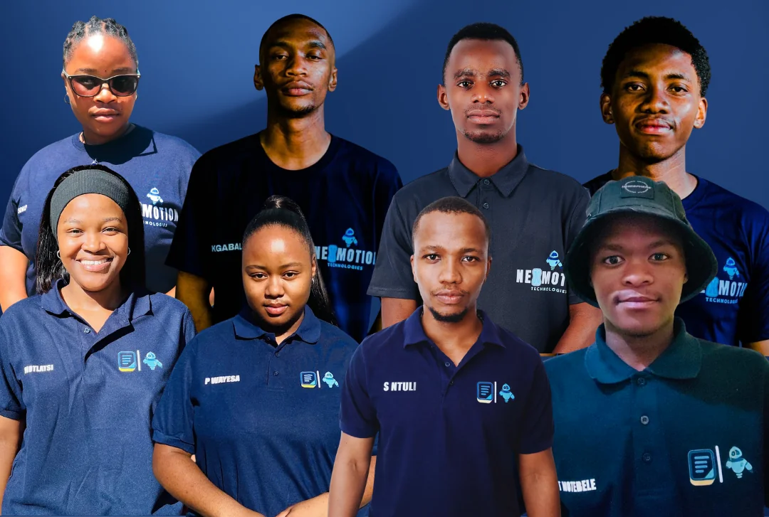 The NexMotion Technologies team wearing NexMotion Technologies and Pampiri branded shirts